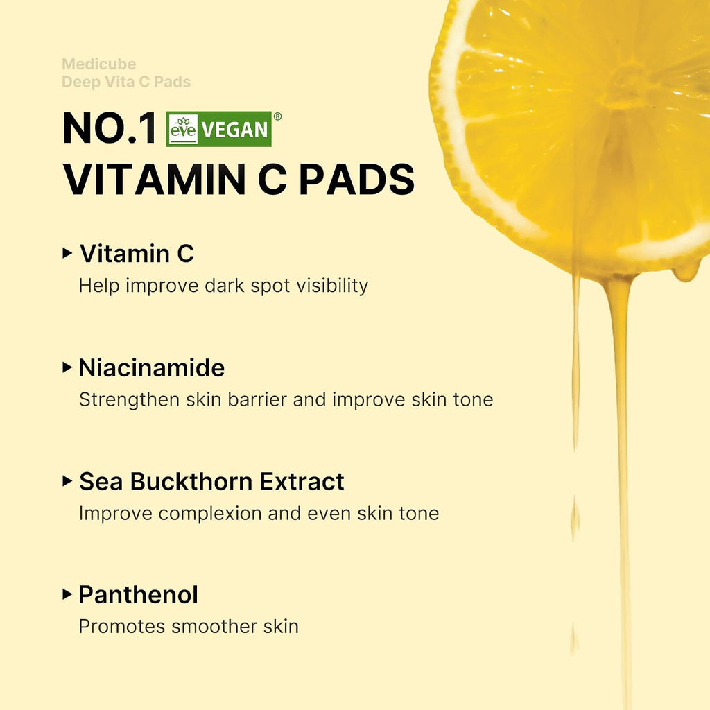 Medicube Deep Vita C Toner Pads – Brightening & Hydrating Vitamin C Pads