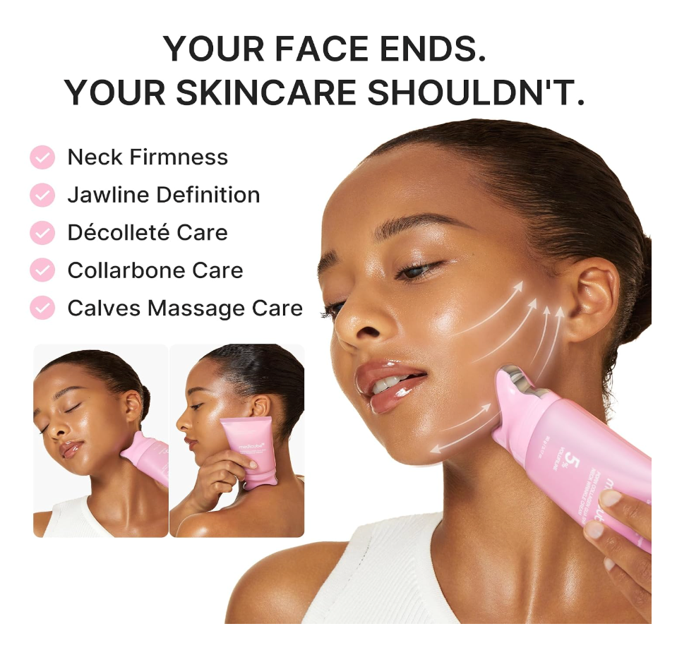 Medicube PDRN Collagen Gua Sha Neck Wrinkle Cream – Firming & Contour Care | Built-In Gua Sha Massager + 5% Volufiline, Fine Line & Jawline Care, Neck & Décolleté, Korean Skincare, 3.17 oz