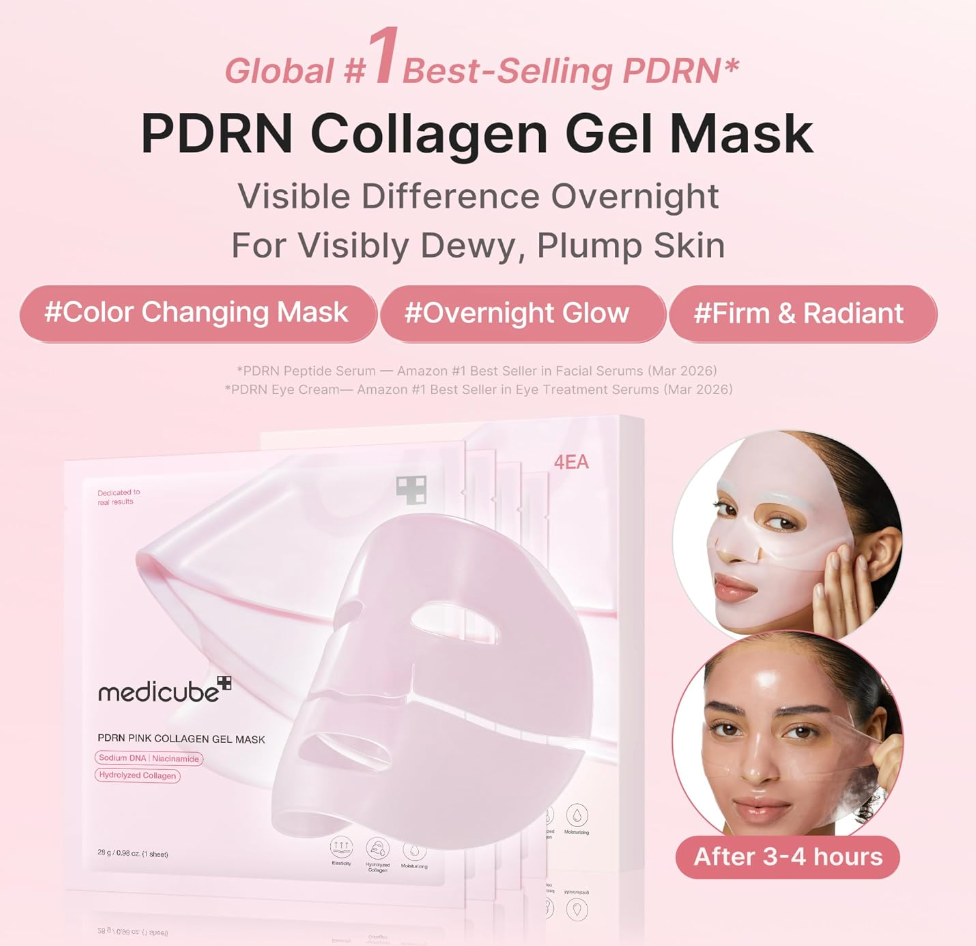 Medicube PDRN Pink Collagen Jelly Gel Mask – Hydrating & Glow Care, 4-Pack