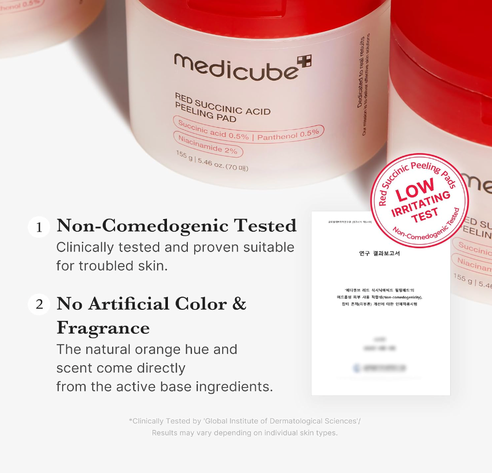 Medicube Red Succinic Acid Toner Pads – Exfoliating & Breakout Care