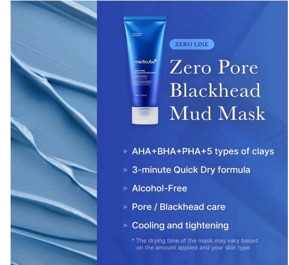 Medicube Zero Pore Blackhead Mud Mask – AHA, BHA & PHA Pore Cleansing Mask