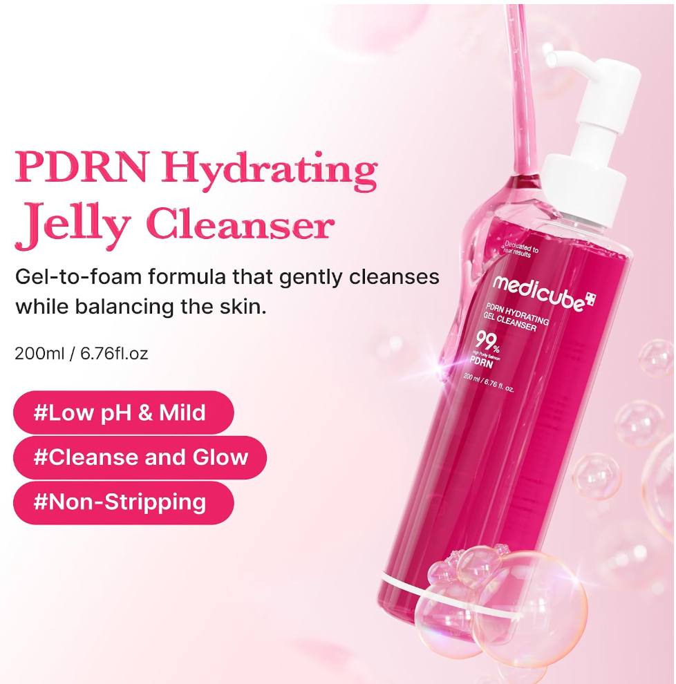 Medicube PDRN Jelly to Foam Cleanser – Gentle Low pH Hydrating Face Wash