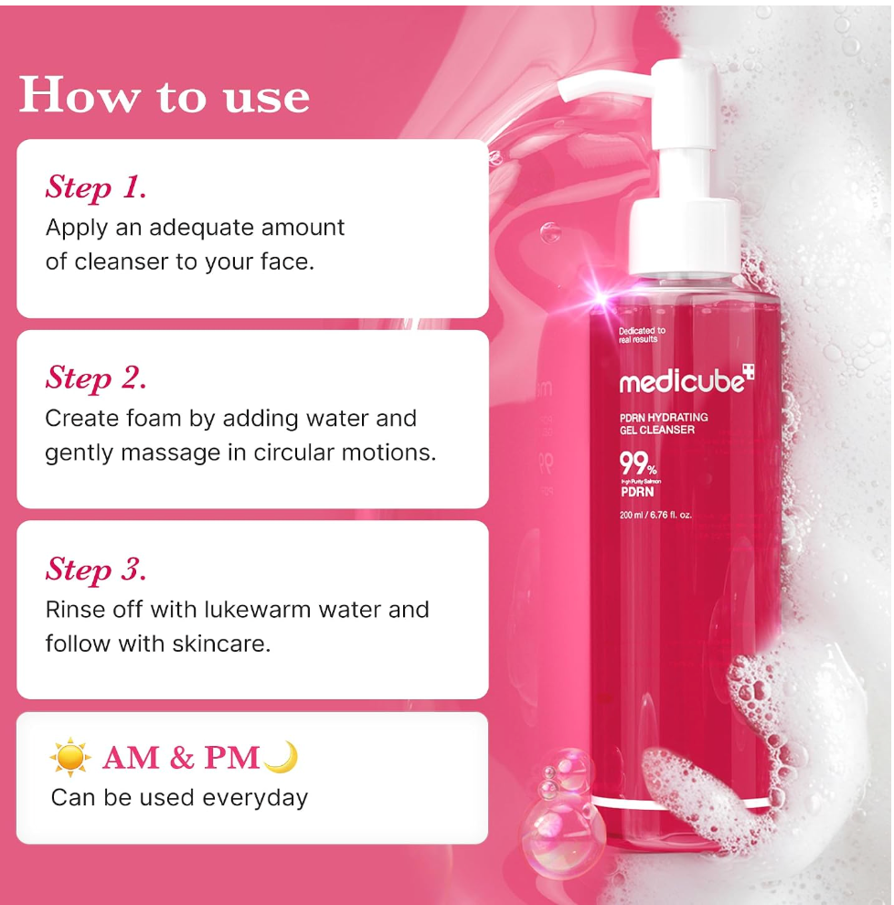 Medicube PDRN Jelly to Foam Cleanser – Gentle Low pH Hydrating Face Wash