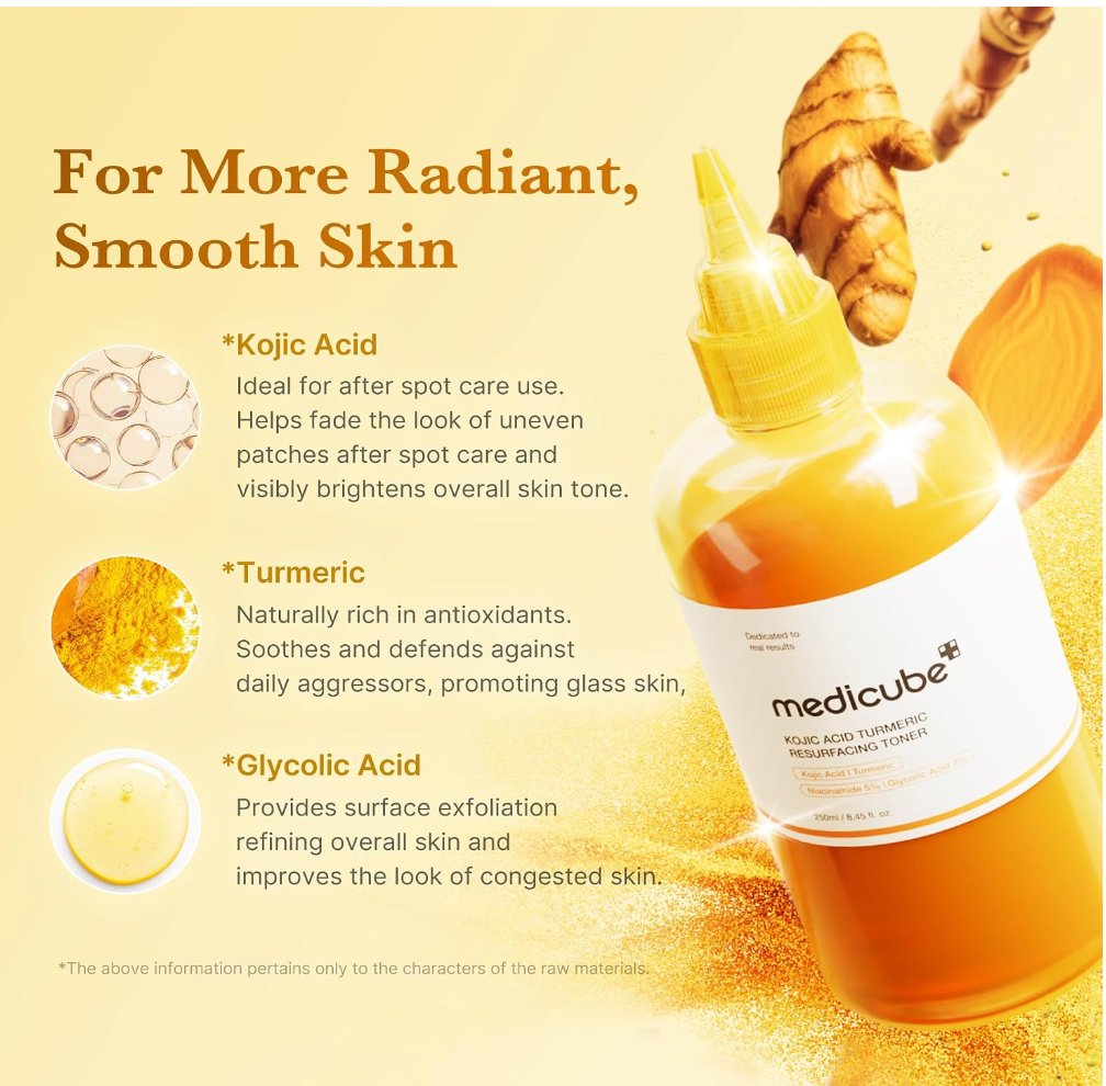 Medicube Kojic Acid Turmeric Smoothing Toner – Face & Body Brightening Care