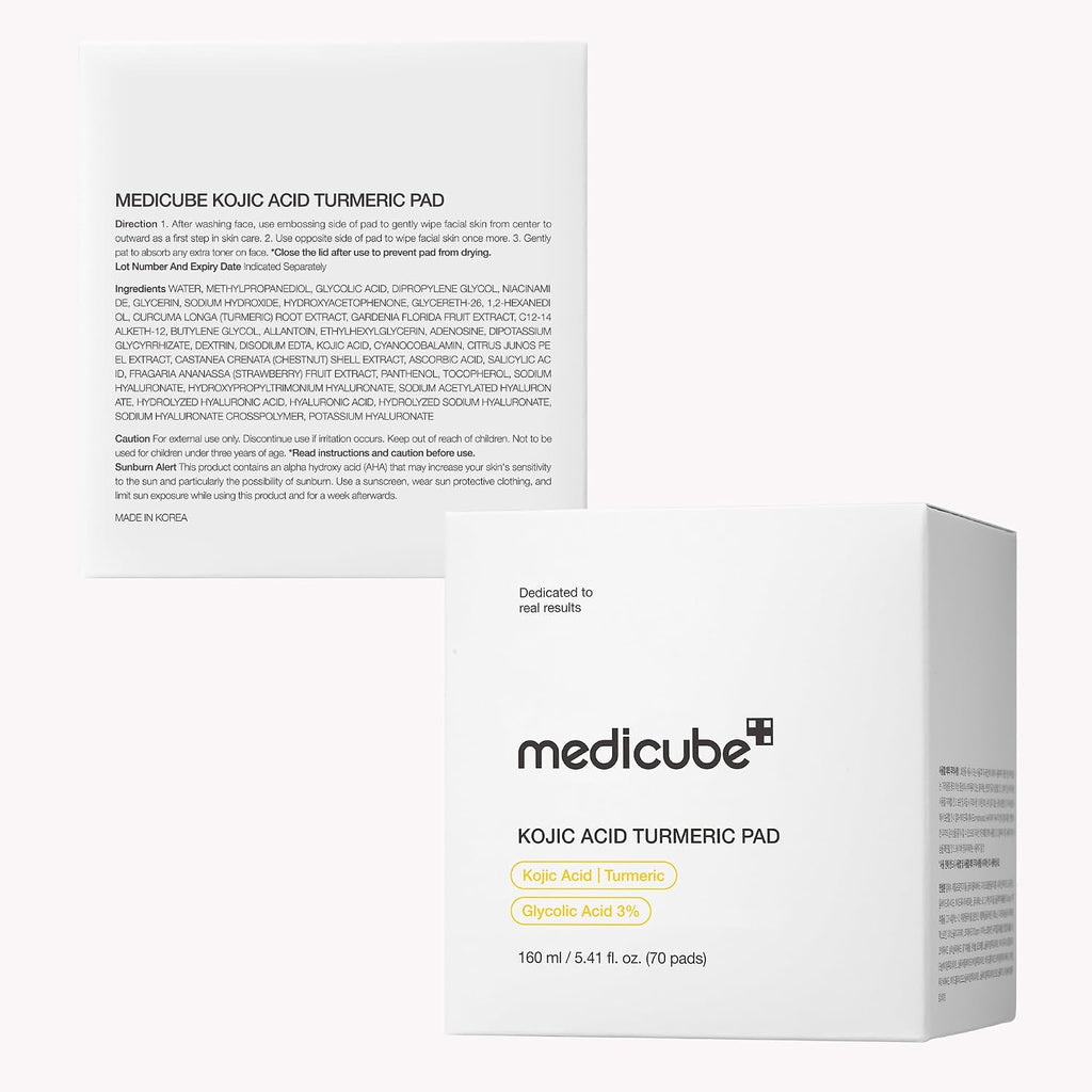 Medicube Kojic Acid Turmeric Clarifying Toner Pads – Brightening & Spot Care Pads, 70 Pads