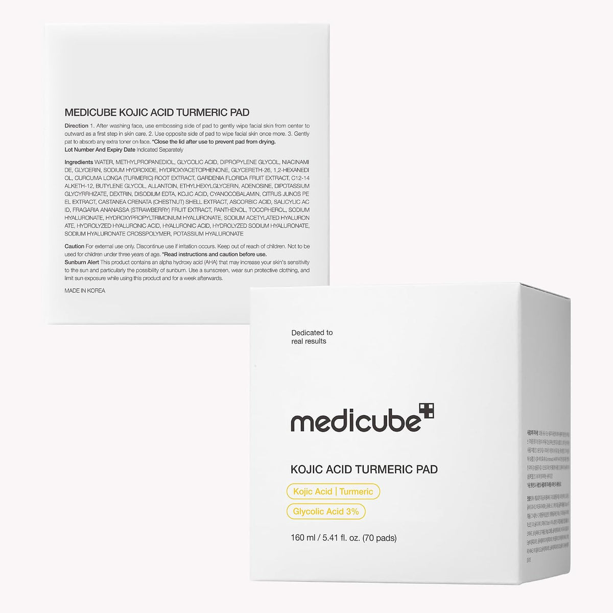 Medicube Kojic Acid Turmeric Clarifying Toner Pads – Brightening & Spot Care Pads, 70 Pads